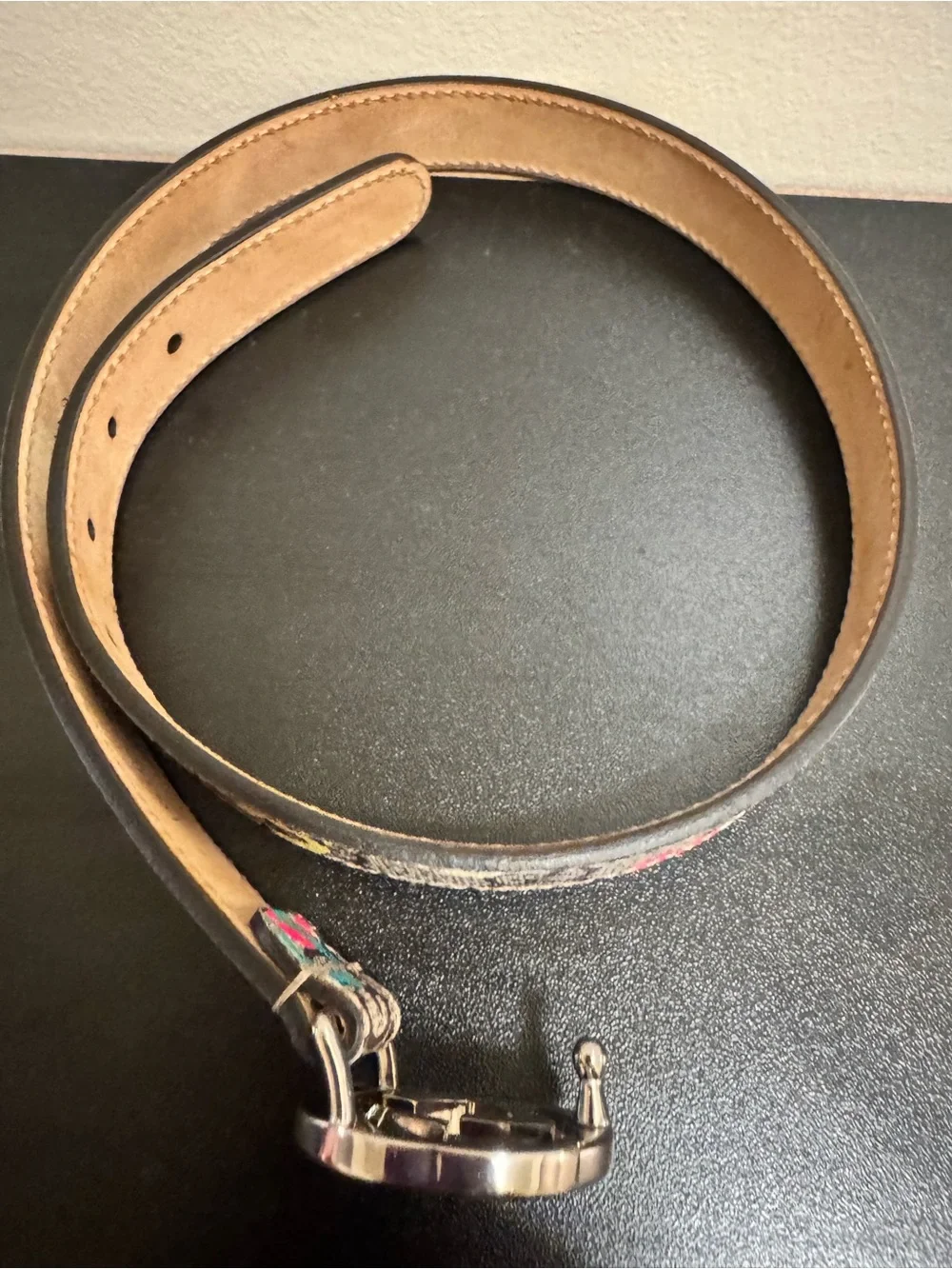 Gucci Beige GG Canvas Belt with Colorful Heart Accents